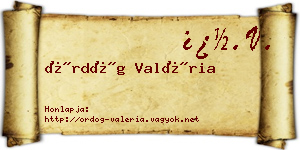 Ördög Valéria névjegykártya